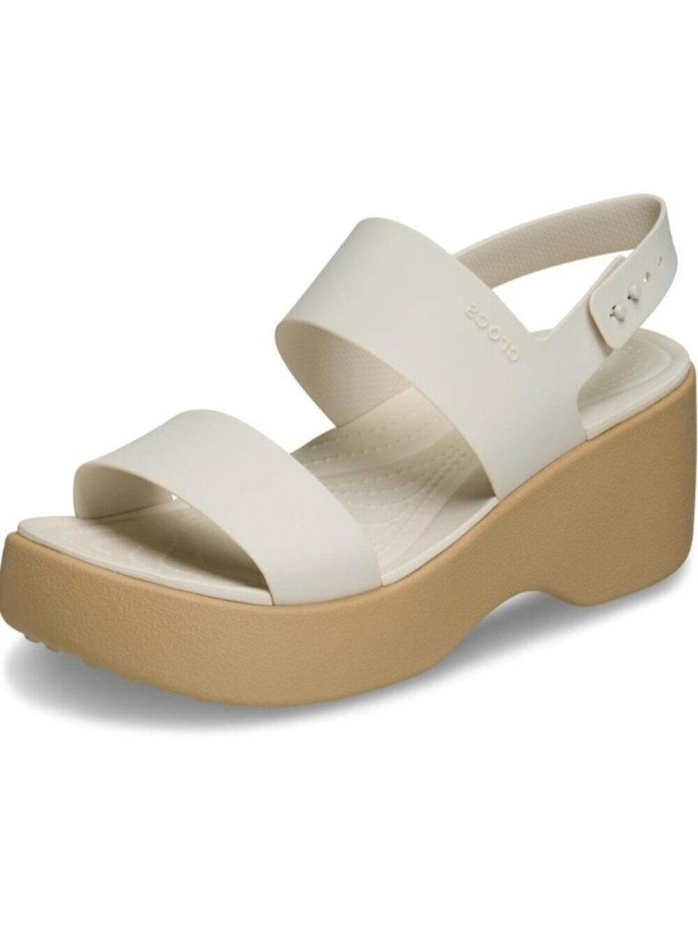Crocs Women's Frappé/Cashew Brooklyn Sky Sandals 1.7-inch Low Wedge Sandals